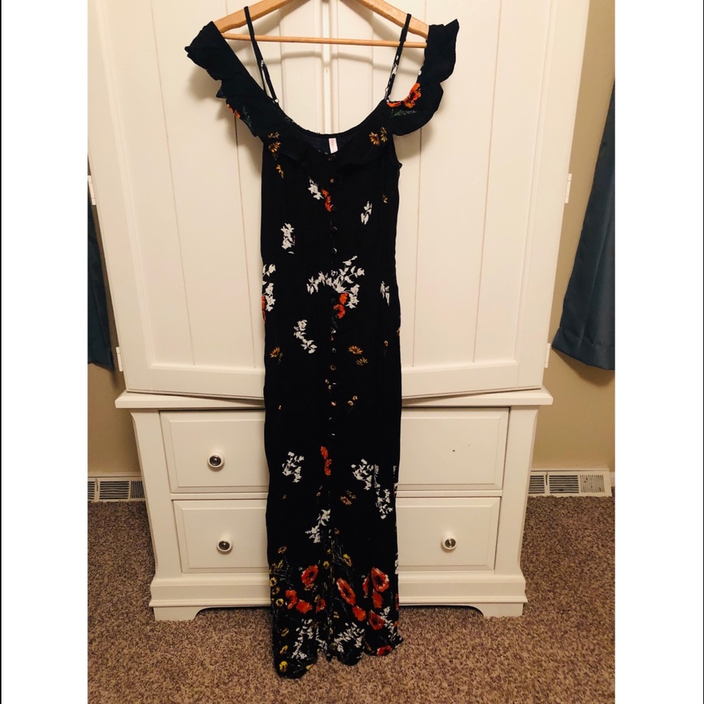 Xhilaration Black floral maxi dress